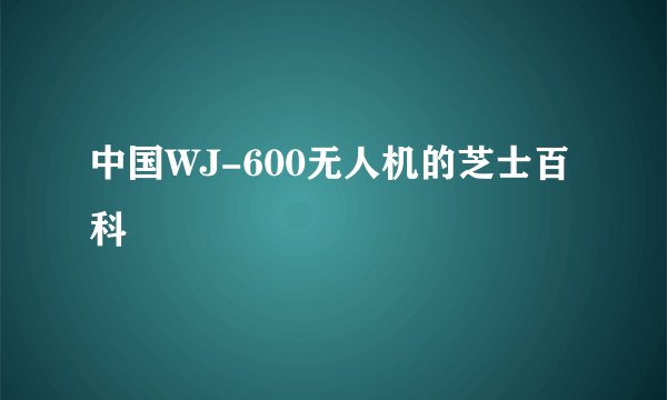 中国WJ-600无人机的芝士百科