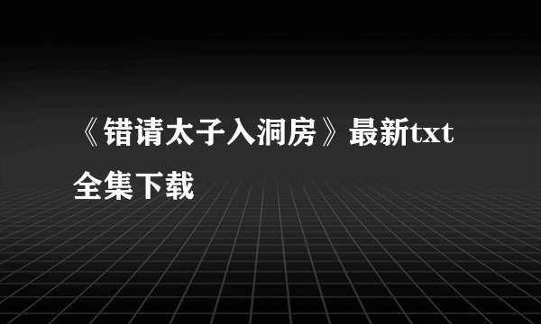 《错请太子入洞房》最新txt全集下载