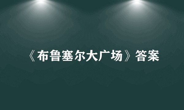《布鲁塞尔大广场》答案