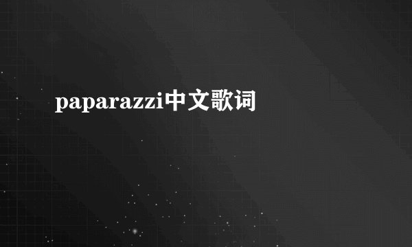 paparazzi中文歌词
