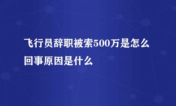 飞行员辞职被索500万是怎么回事原因是什么