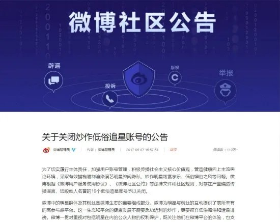 低俗追星账号被关 卓伟等代表账号被全网封杀