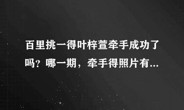 百里挑一得叶梓萱牵手成功了吗？哪一期，牵手得照片有吗？是吴彦堃吗？