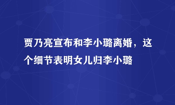 贾乃亮宣布和李小璐离婚，这个细节表明女儿归李小璐