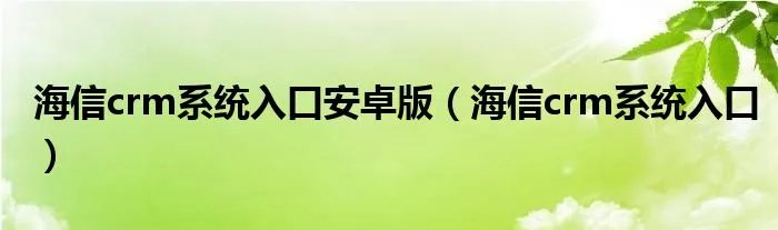海信crm系统入口安卓版（海信crm系统入口）