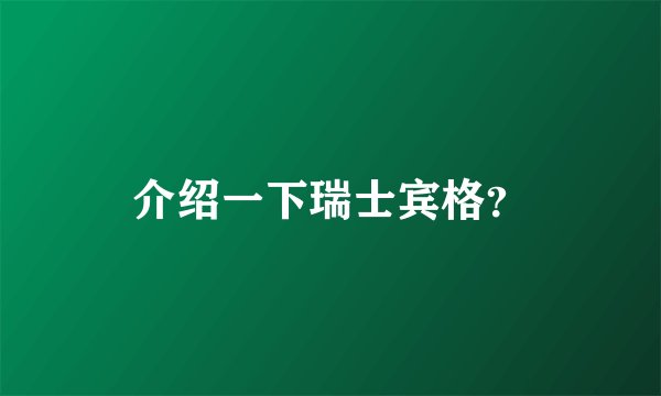 介绍一下瑞士宾格?