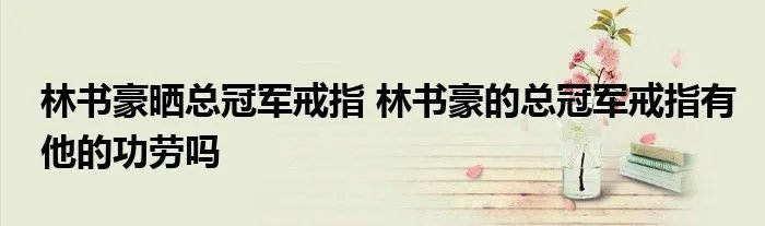 林书豪晒总冠军戒指 林书豪的总冠军戒指有他的功劳吗