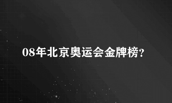 08年北京奥运会金牌榜?