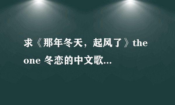 求《那年冬天，起风了》the one 冬恋的中文歌词！多谢！！