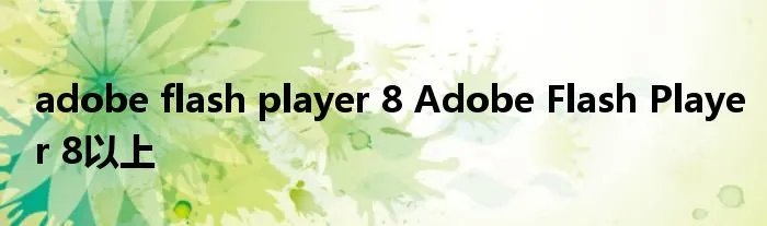 adobe flash player 8 Adobe Flash Player 8以上