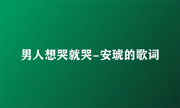 男人想哭就哭-安琥的歌词