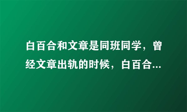 白百合和文章是同班同学，曾经文章出轨的时候，白百合力挺：不止演员有小三