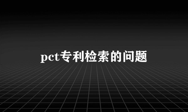 pct专利检索的问题