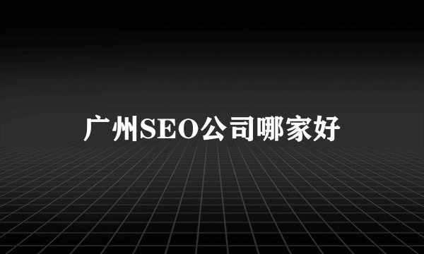 广州SEO公司哪家好