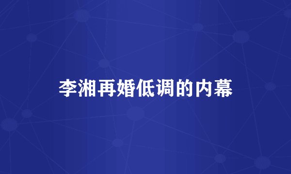李湘再婚低调的内幕