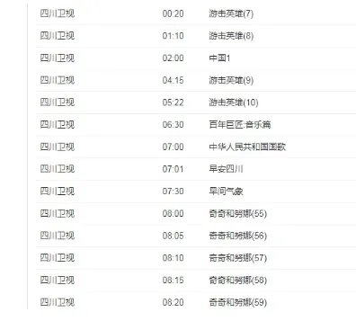 四川旅游台节目表