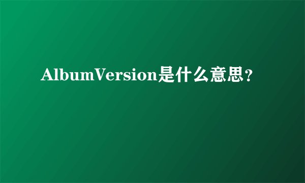 AlbumVersion是什么意思？