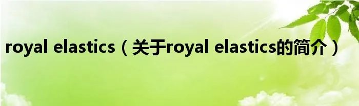 royal elastics(关于royal elastics的简介)