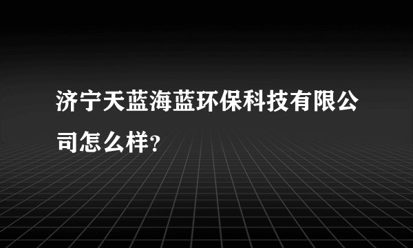 济宁天蓝海蓝环保科技有限公司怎么样？
