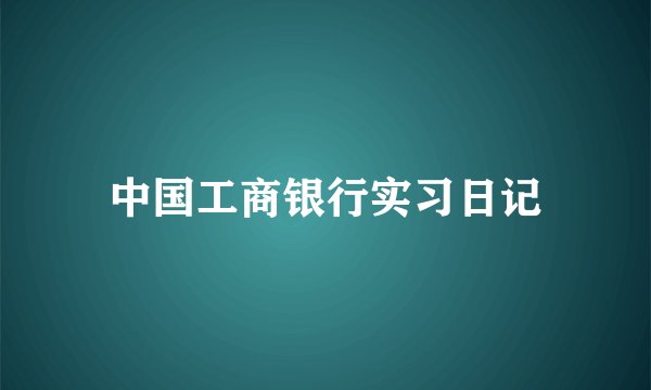中国工商银行实习日记
