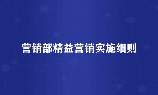 营销部精益营销实施细则