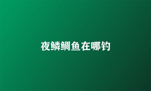 夜鳞鲷鱼在哪钓