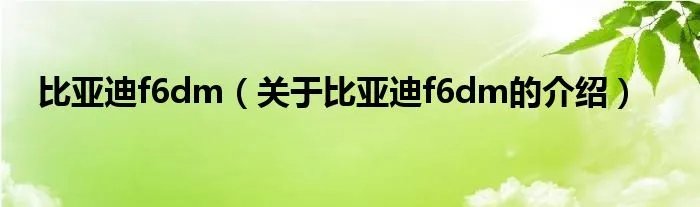 比亚迪f6dm(关于比亚迪f6dm的介绍)