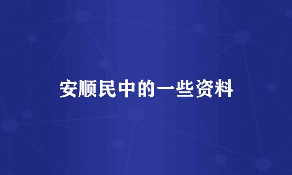 安顺民中的一些资料