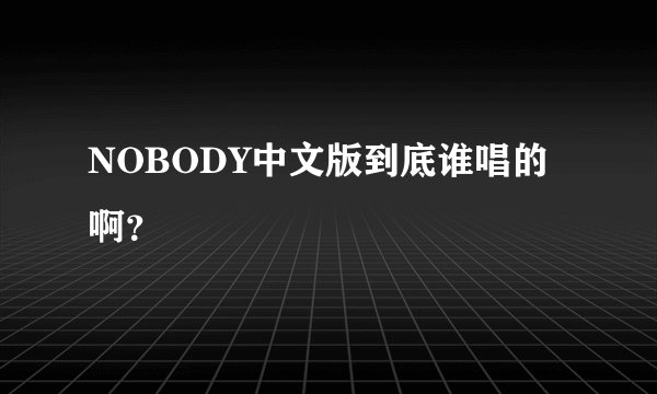 NOBODY中文版到底谁唱的啊？