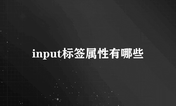 input标签属性有哪些