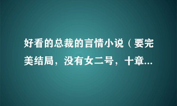 好看的总裁的言情小说（要完美结局，没有女二号，十章左右，不要太长，不要青梅竹马）