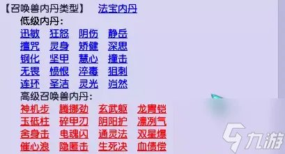 梦幻西游内丹有哪些 所有内丹一览