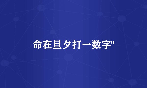 命在旦夕打一数字