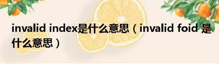 invalid index是什么意思（invalid foid 是什么意思）