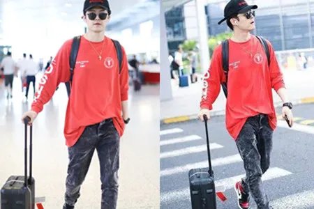 付辛博婚后首现身 红色着装显得很喜庆