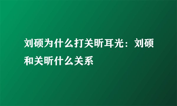 刘硕为什么打关昕耳光：刘硕和关昕什么关系