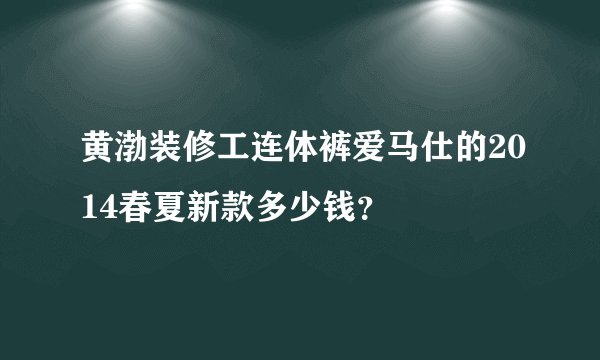 黄渤装修工连体裤爱马仕的2014春夏新款多少钱？