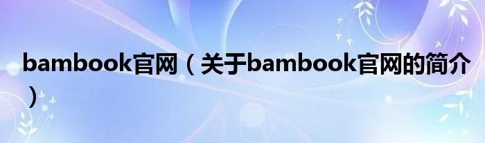 bambook官网(关于bambook官网的简介)