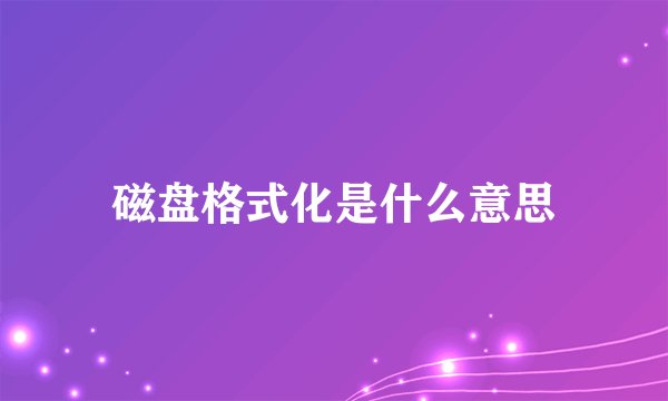 磁盘格式化是什么意思