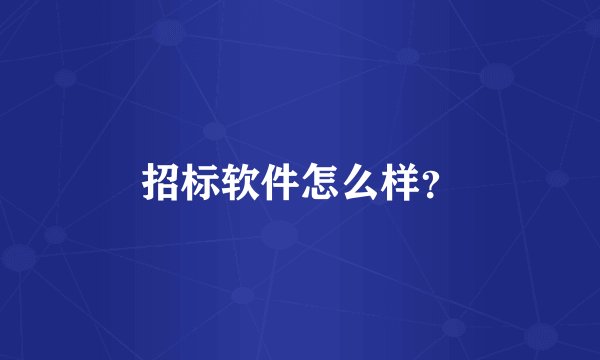 招标软件怎么样？