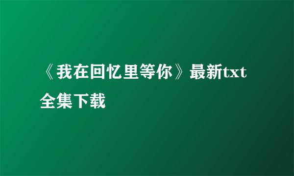 《我在回忆里等你》最新txt全集下载