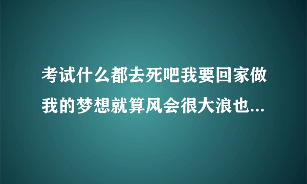 考试什么都去死吧我要回家做我的梦想就算风会很大浪也很大回家种田吧？