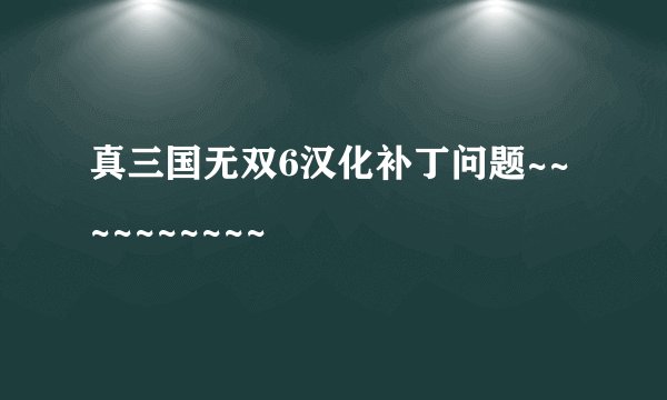 真三国无双6汉化补丁问题~~~~~~~~~~
