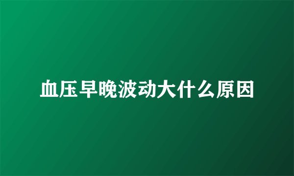 血压早晚波动大什么原因