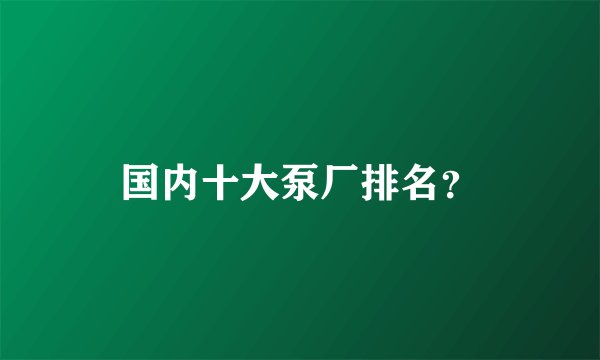 国内十大泵厂排名？